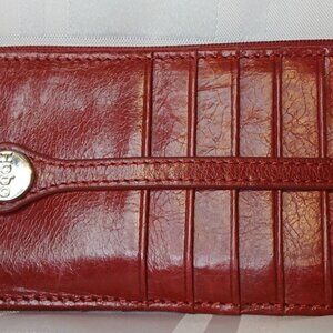 Red Leather Hobo Card/ID Holder